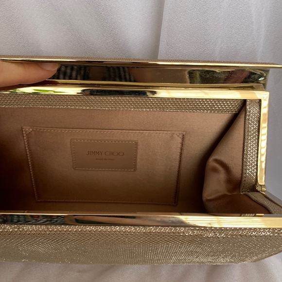 Brand New Jimmy Choo Cayla Clutch Powder Pink Glitter Mesh - Picture 3 of 8